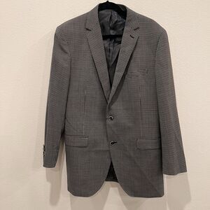 Paul Betenly Men's Gray Gigham Soft Sport Coat Blazer Sz 44L Lanificio Wool